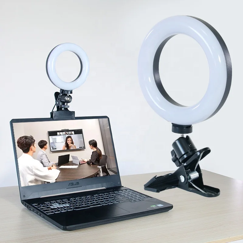 Flexible Portable Adjustable Dimmer 3 Color  Fill 6 Inch Led  Selfie Ring Light With Clip For Live Stream