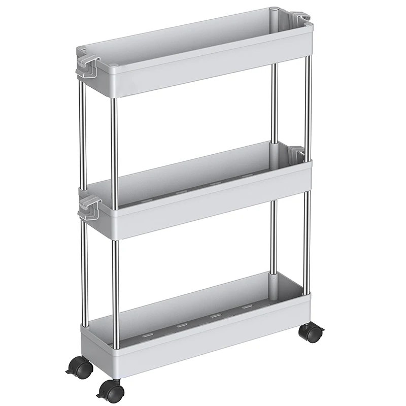 Kitchen Bathroom Organizer Serving Shelf Storage Rack Utility Rolling Trolley Cart