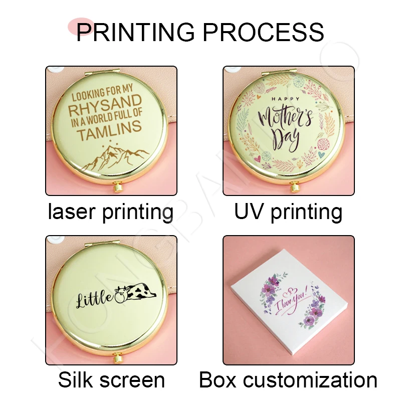 Personalized Customized logo Mini Mirror Compact Wholesale Pocket Mirrorswedding Favors Gifts