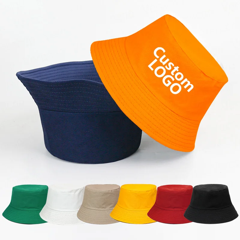 HB0001 Outdoor summer soild color unisex fishing cap veracap custom youth kids orange knit Cotton fisherman bucket hat hombre