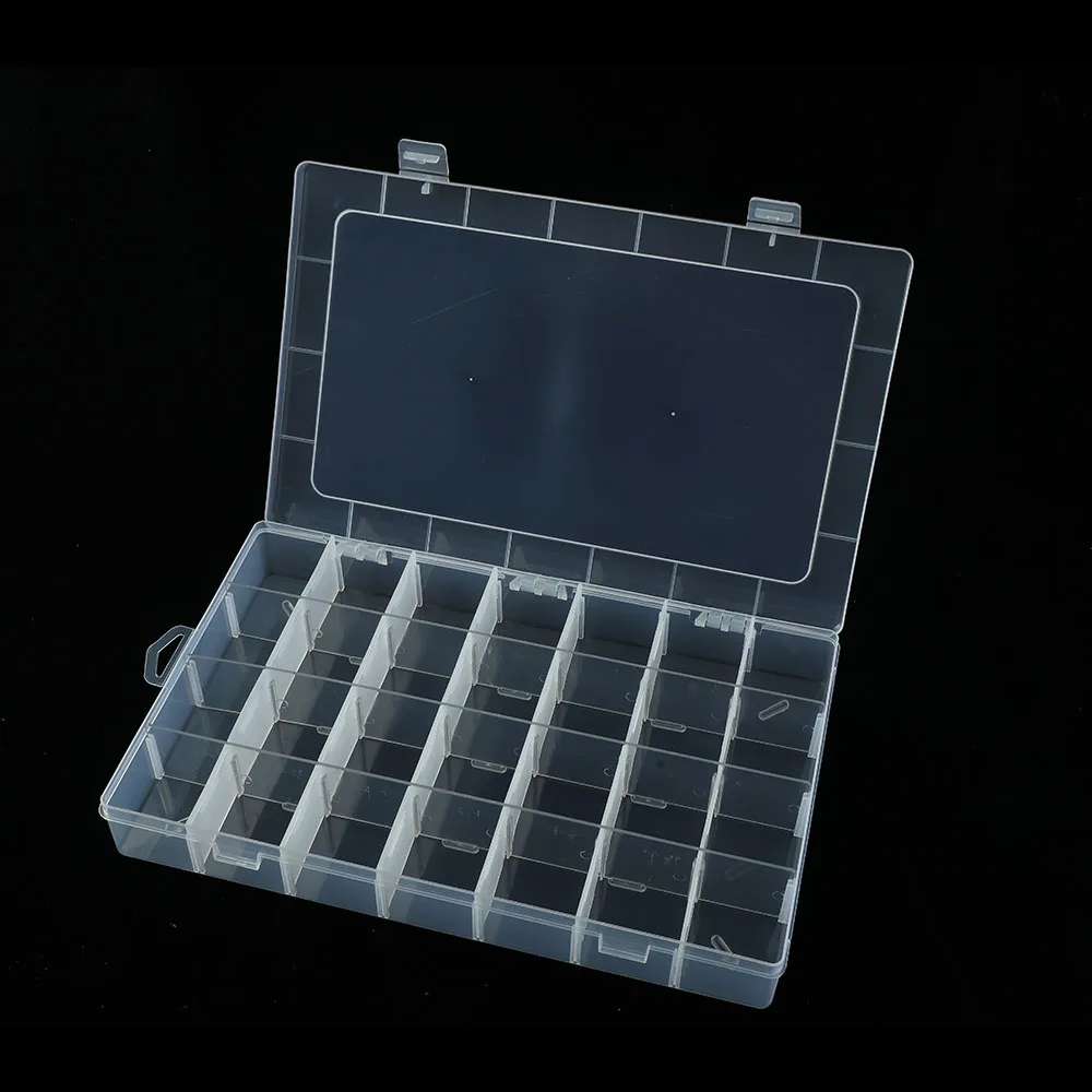 Plastic Lego Storage Box 24 Grid Movable Tool Parts And Partition Jewelry Storage Case Transparent Storage Boxes & Bins