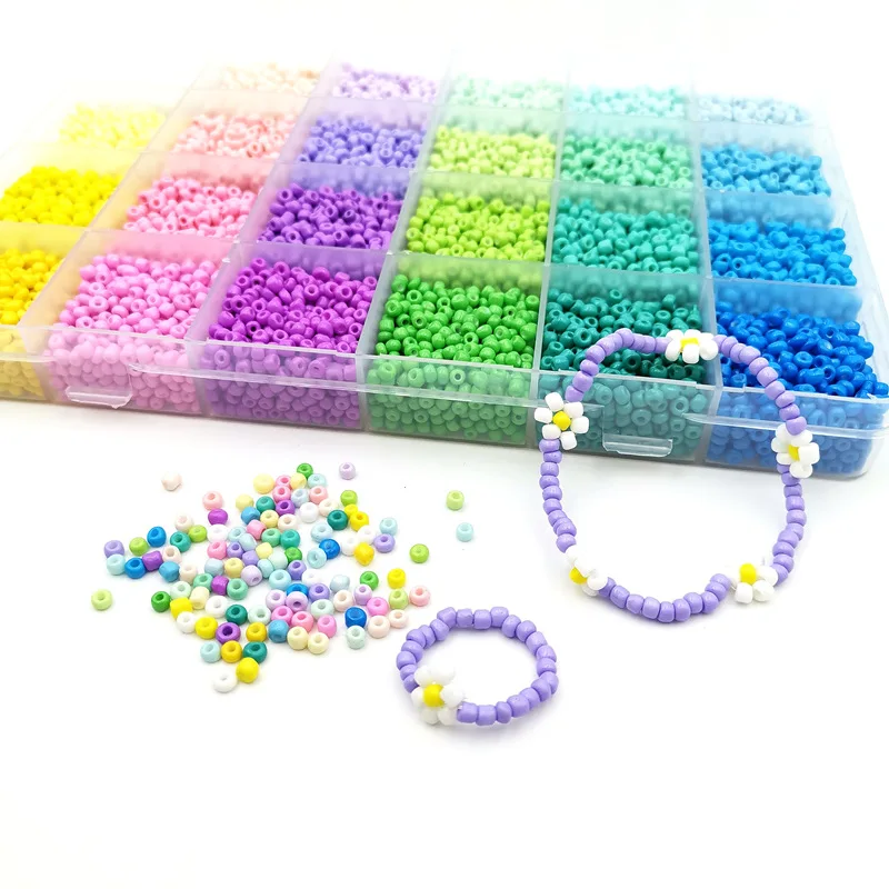 Wholesale 24 Grid Plastic Box Glass Beads Alphabet Beads For Jewelry Making