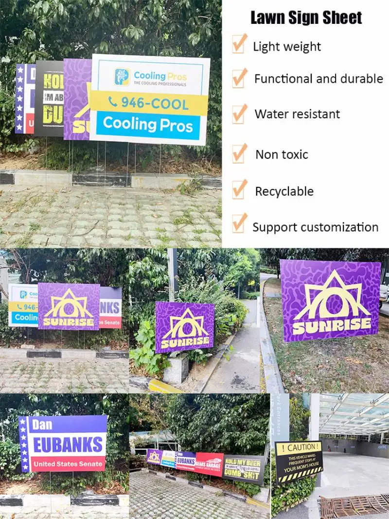 plastic custom yard sign corrugated   advertising 18x24 with h-stakes Corrugated Hollow Yard Pp Sign With Stake