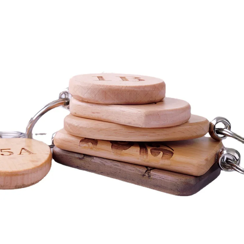 Blank Wooden Keychain Personalized key Tags with Ring graduation activities small DIY gifts wooden keychains