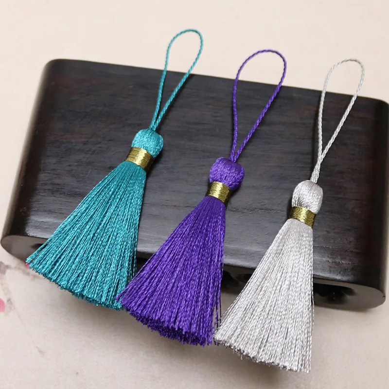 Gold thread thread tassel ice silk vertical 5CM Chinese wind tassel bottle pendant bookmark ancient style color hanging tassel