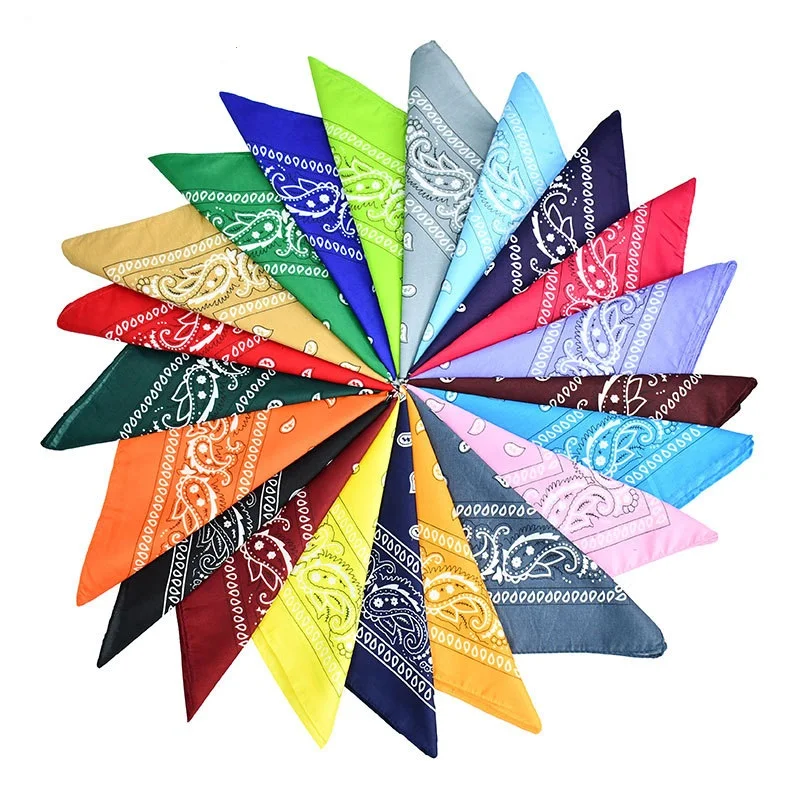 23 Colors Multifunctional Polyester Fabric Turban Custom Square Design Printed Ladies Paisley Turban Sports Bandanas