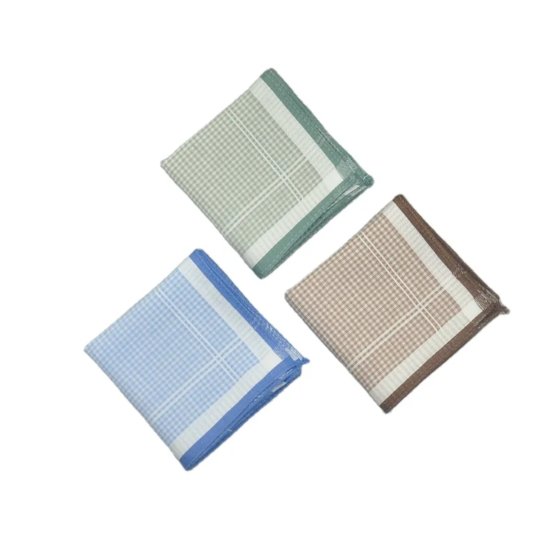 Mens Soft Cotton Striped Handkerchiefs Assorted Checkered Pattern Pocket Square Hankies For Wholesale