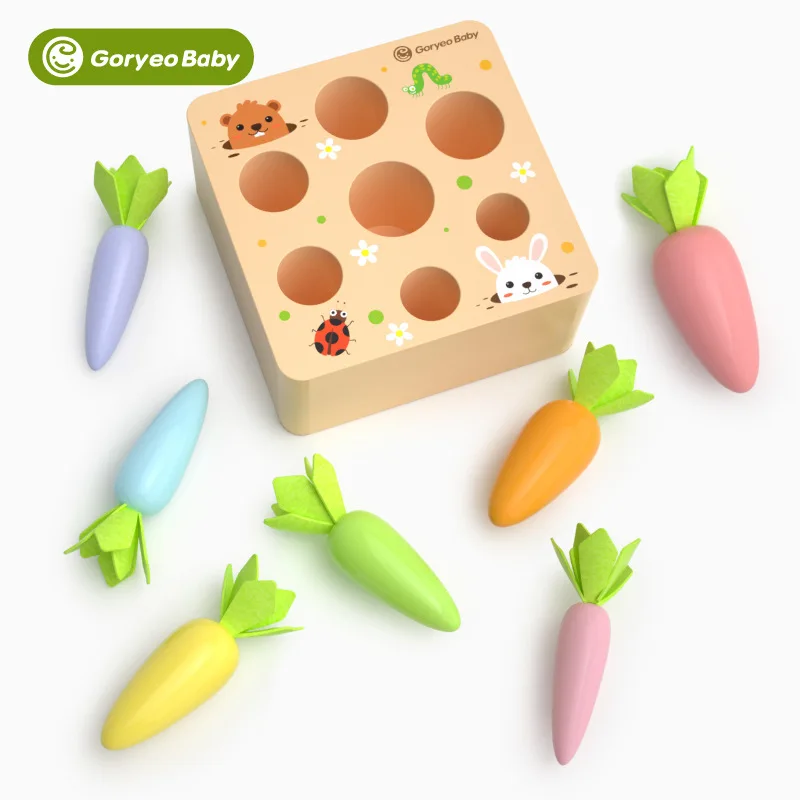 High quality wooden colorful  Carrot pulling radish toy develop brain power recognition children early educational toy