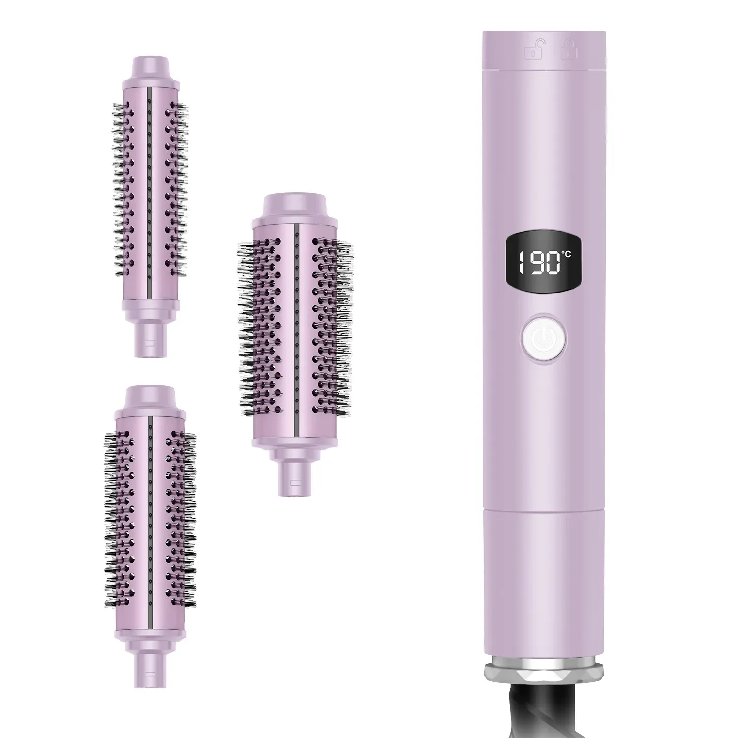 Salon Style Volume Tourmaline Infused Ceramic Barrel Ionic Technology Frizz-Free Thermal Brush Three Barrel Airless Electric