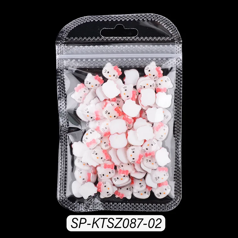 Wholesale 100pcs Bag In Bulk 3D Kitty Cat Nail Charms Accessories Cartoon Kawaii Resin Nail Art