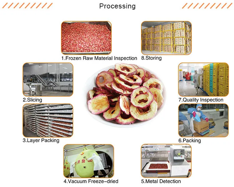 Organic hawthorn berry fruit chips, hot dried fruit chips