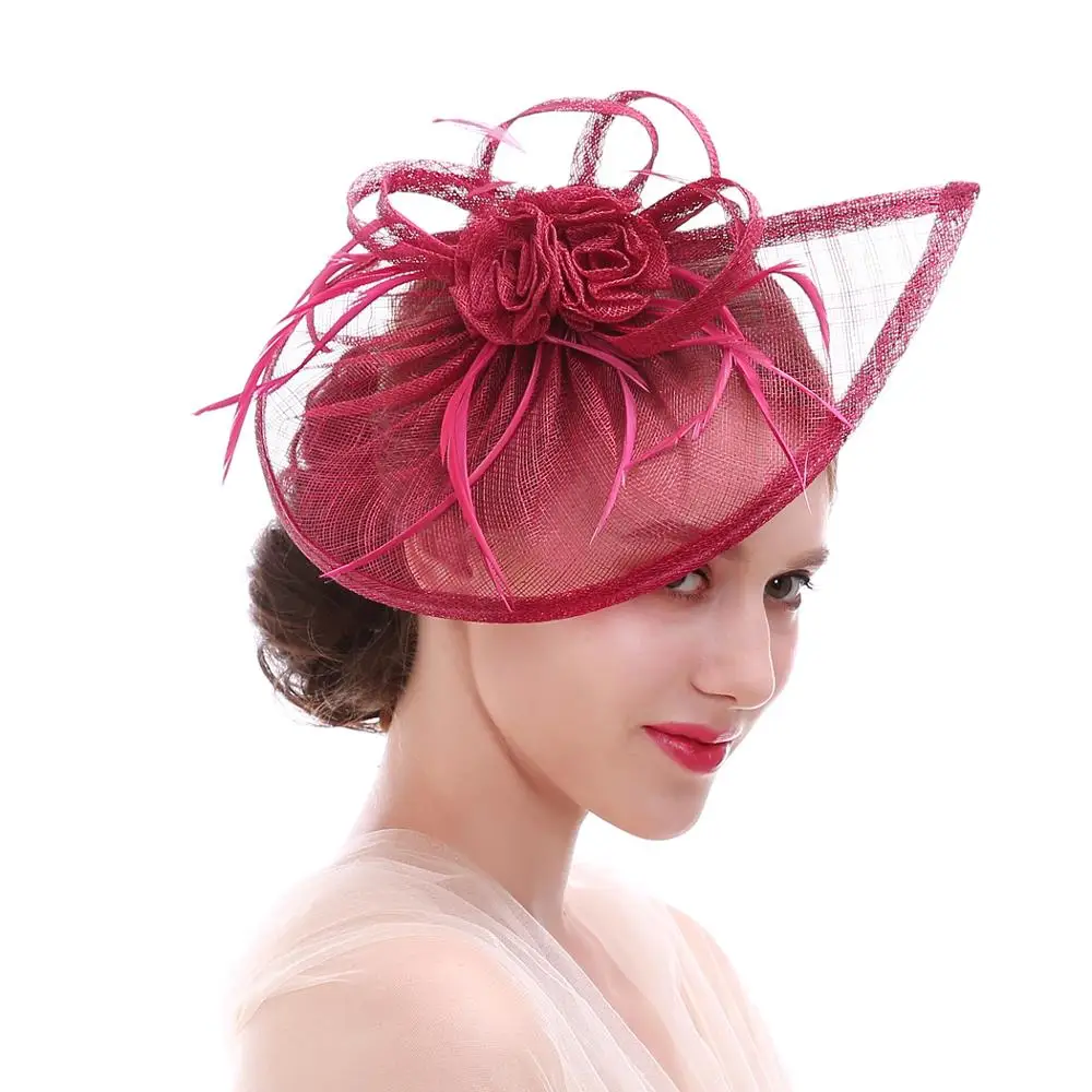 
2020 sinamay kentucky derby wedding hair accessories pink church hats 