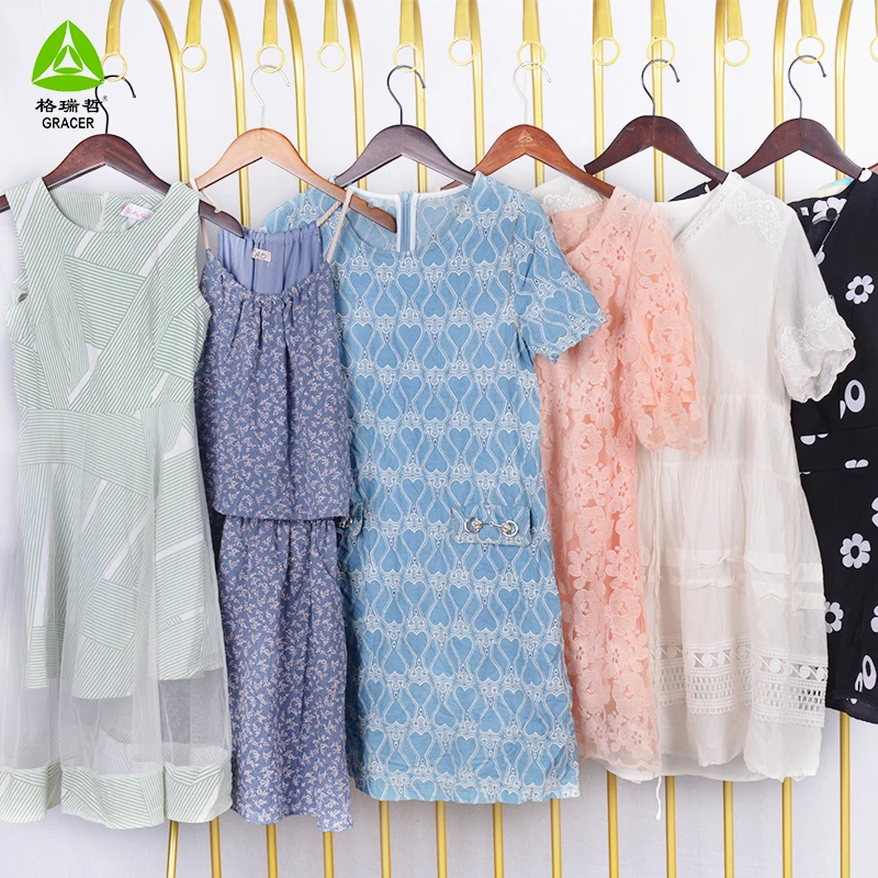 Second Hand Ladies Cotton Dress Short Mixed Used Clothing Premium Vintage Used Clothes Korea