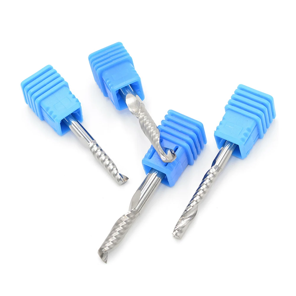 4mm Shank one Flute Spiral Cutter router bit CNC end mill For MDF carbide milling cutter tugster steel router bits for wood