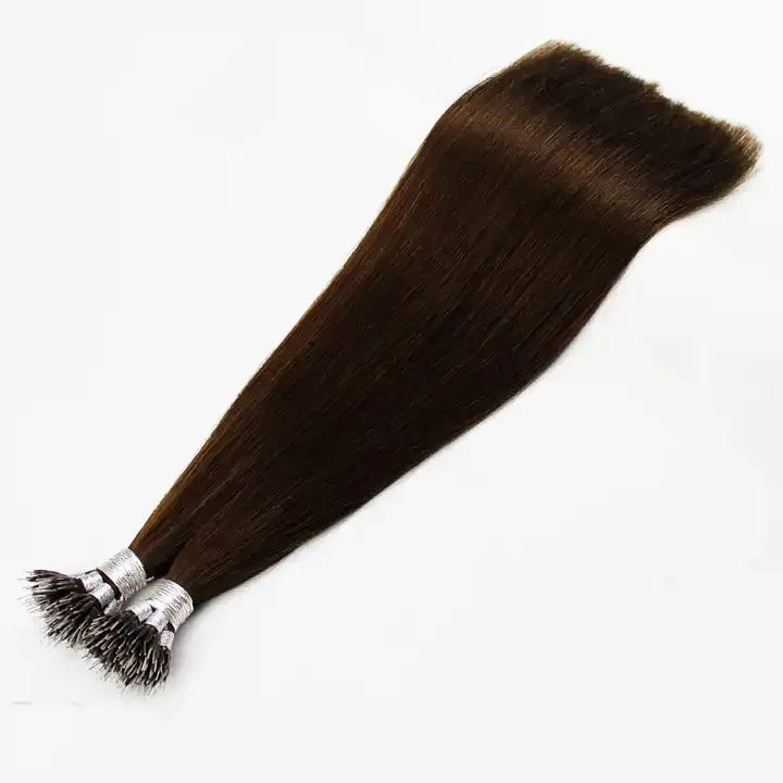 High quality human hair Russian double drawn nano ring hair wholesale extension in stock straight nano ring hair extensions