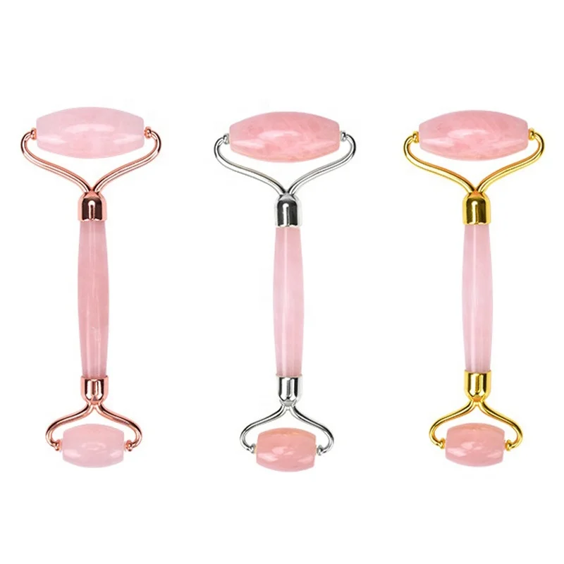 Amazon Best Selling High Quality Pure Natural Rose Quartz Jade Roller Anti Aging Skin Care Face Massage Roller