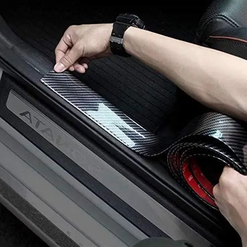 Universal Carbon Fiber Door Sill Rear Bumper Protector Corner Guard Strip Anti Scratch Car Wrap Sticker