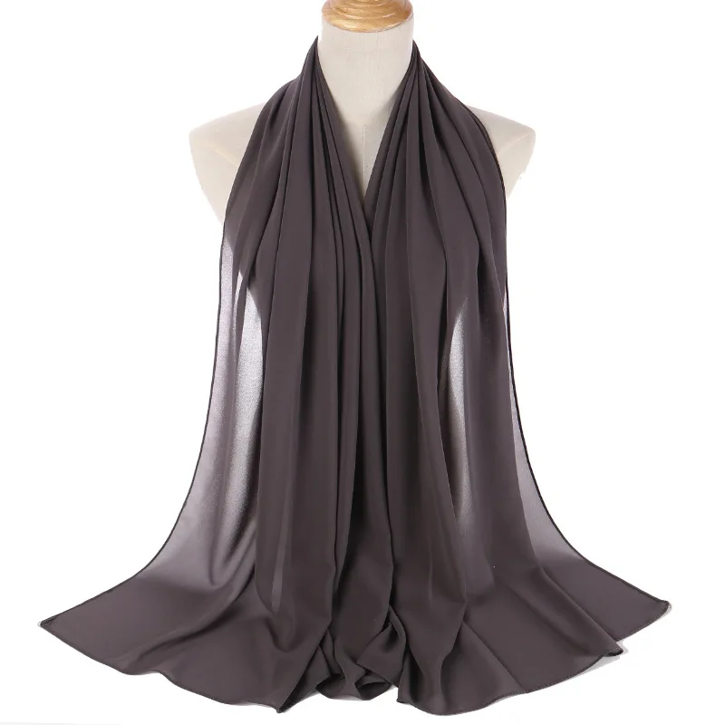 
Hotsale women plain bubble chiffon scarf hijab wrap printed solid color shawls headband muslim hijabs scarves 