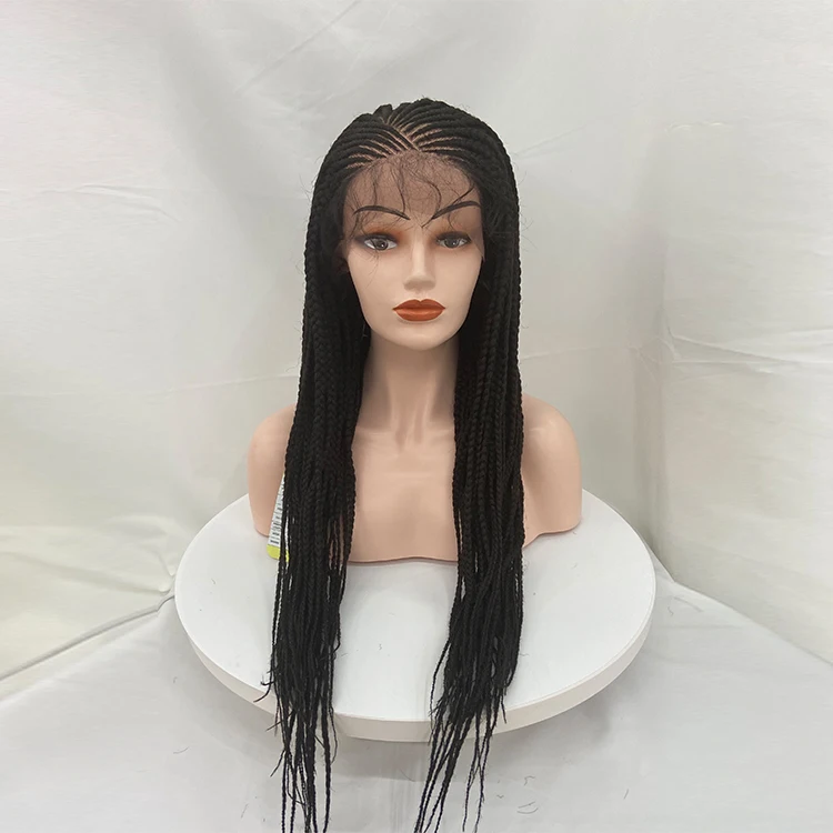 27 Inches Brazilian Ombre Loose Deep Wave Lace Front Braided Black Human Braiding Hair Wigs For Black Women