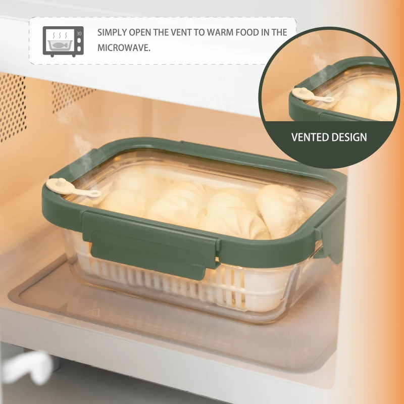 IKOO герметичные и стеклянные контейнеры для хранения пищевых продуктов со съемным дуршлагом салатов овощей мяса фруктов