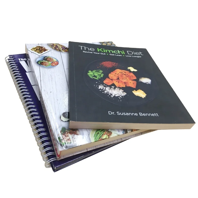 Glossy Hardback Full Color Printing Fitness Daily Diet Journal Cookbook Hard Cover Meal Prep Magazine Recipe Book