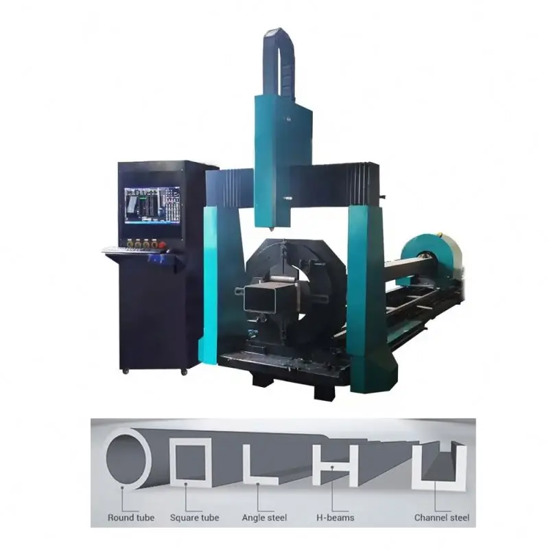 Lasertube system for 3D laser cutting of large diameter tubes and structural steels beams