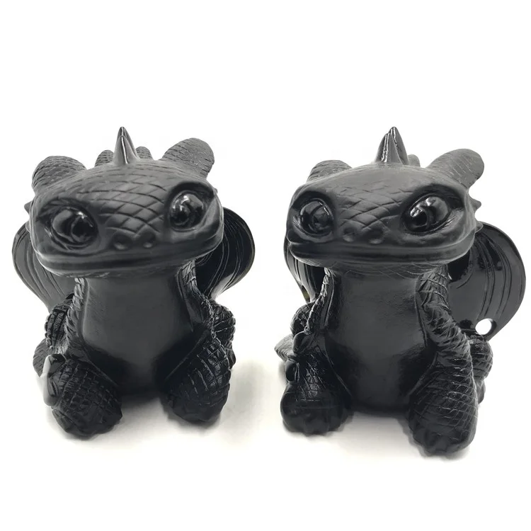 Wholesale Black Obsidian Toothless Carving Quartz Crystal Stone Dragon for Sale