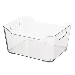 Household BPA-Free Food Safe Organizer Box Pantry Clear Plastic Storage Bin With Handle