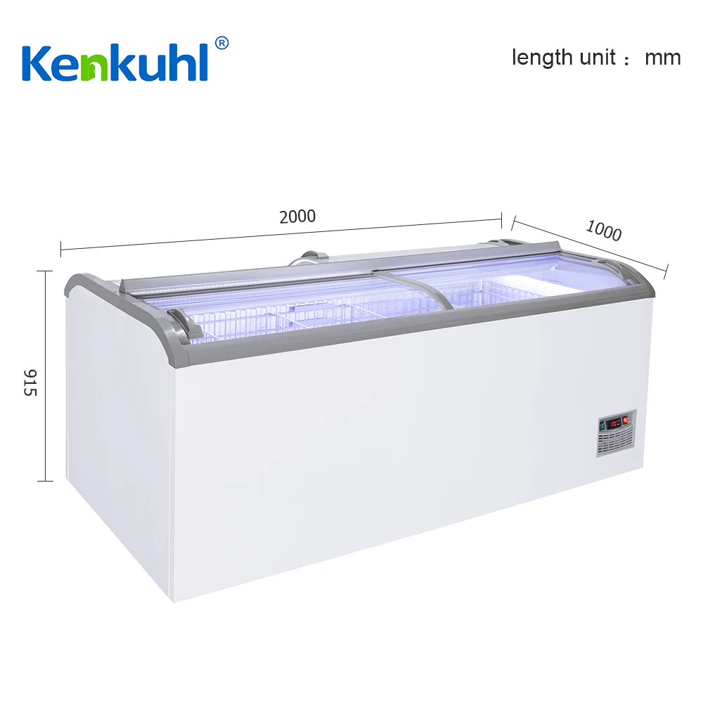 Kenkuhl gelanto ice cream  double glass door display freezer 1000 liter