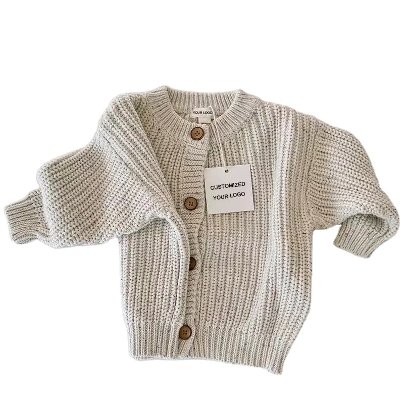 100% Cotton Customization Australia Toddler Jumper Coat Thick Babies Sweater Front Buttons Newborn Outerwear Baby Cardigan