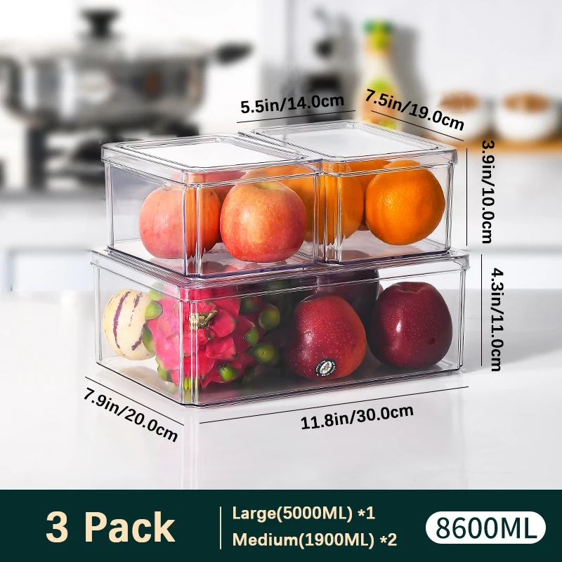 Organizer Set Refrigerator-Safe Containers with Snack Boxes for Optimal Kitchen Organization Bin Fridge Containers