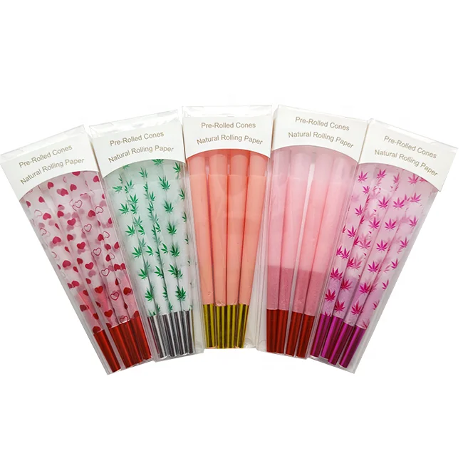 Wholesale bulk popular color printed cones design 9 kinds of pattern king size pre rolled cones for export