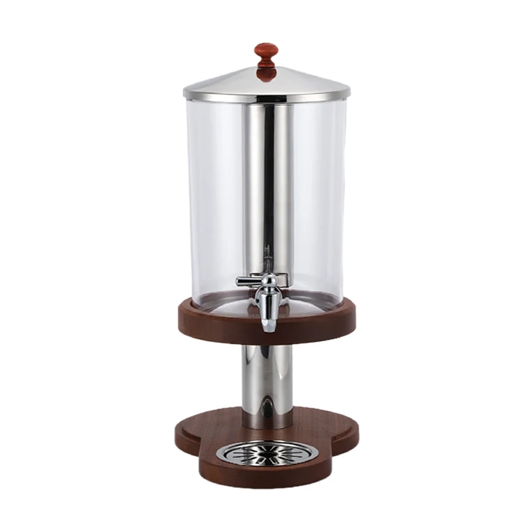 Juice Dispenser Wooden Base with Sapele Commercial Plastic Fridge Juicer Dispenser Cold Beverage