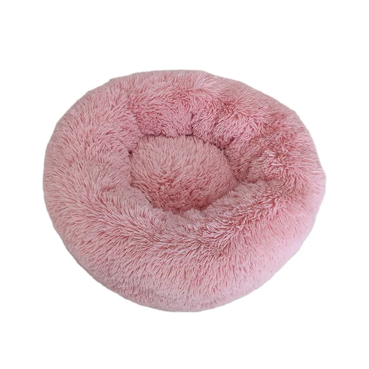 Hot Sale Calming Soft Fuzzy Fur Donut Cuddler Cat Dog Bed