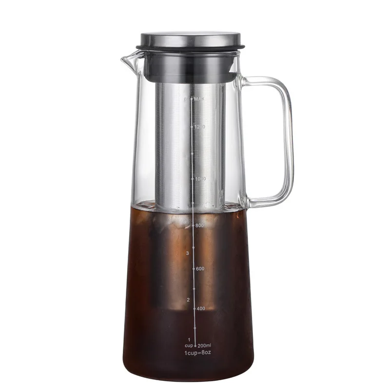 1000ml1400ml Cold Brew Iced Coffee Maker Tea Infuser with Spout Brewing Glass with Removable Stainless Steel