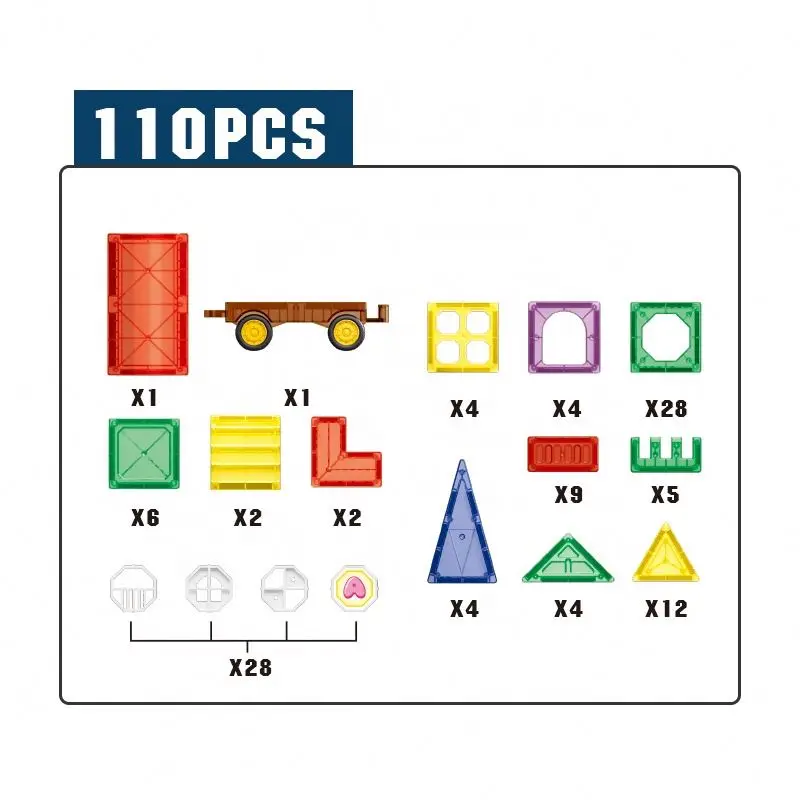 110 PCS Educational STEM toys Colorful 3D DIY Castle Block Set Construction Magnetic Cubes Building Block for Children