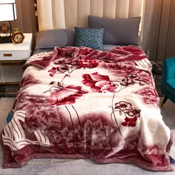 2023 Raschel Blanket Double Thick Double Warm Coral Single Bed Blanket For Winter 200*230CM 8KG