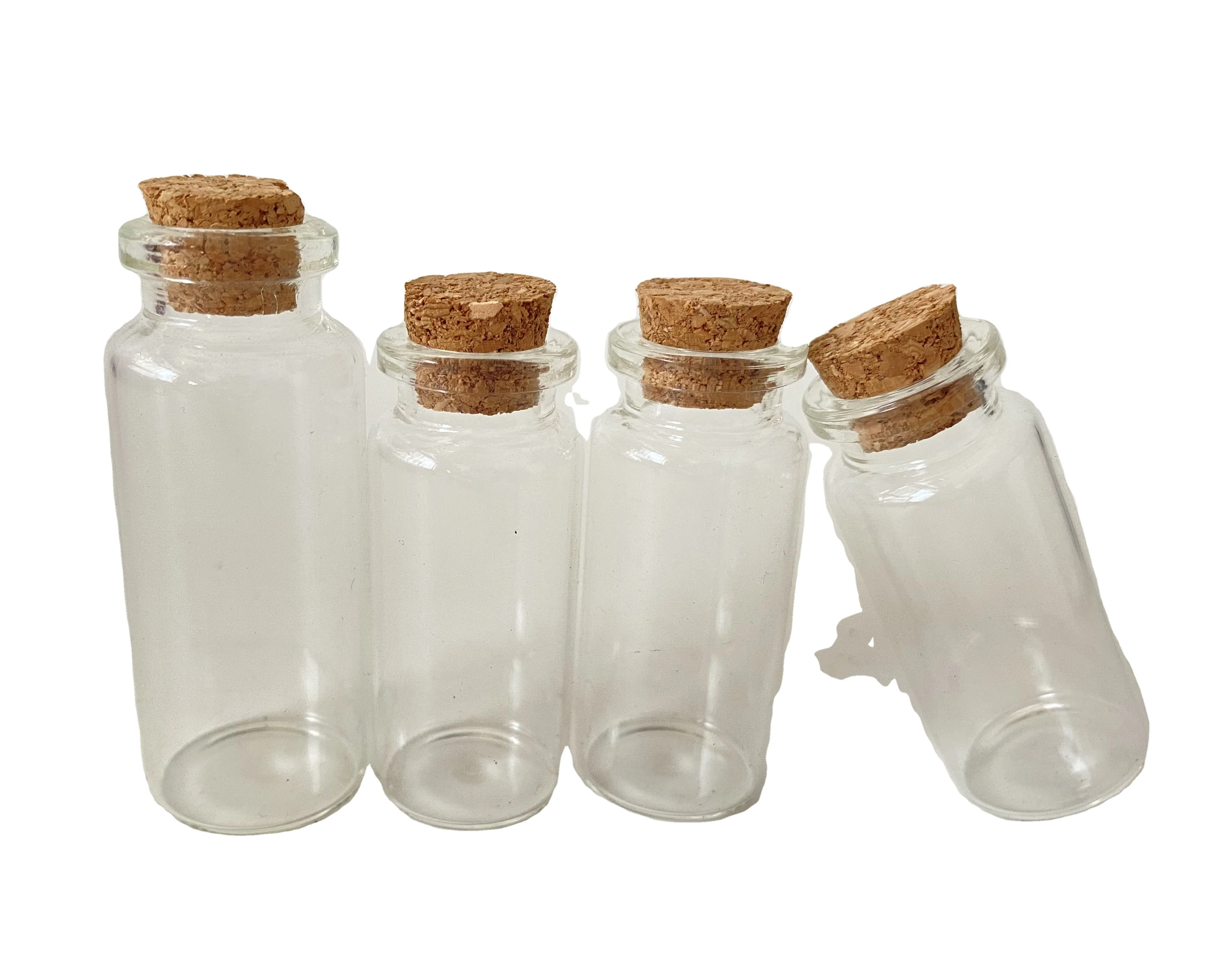 Lanjing Empty 10ml mini clear glass wishing bottle small drift vials with cork lids