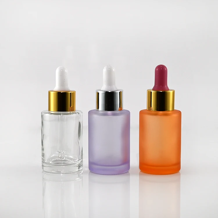Fancy In stock 30ml frosted dropper bottle glass bottles with gold silver cap and white pipette fro cosmetic serum and oils