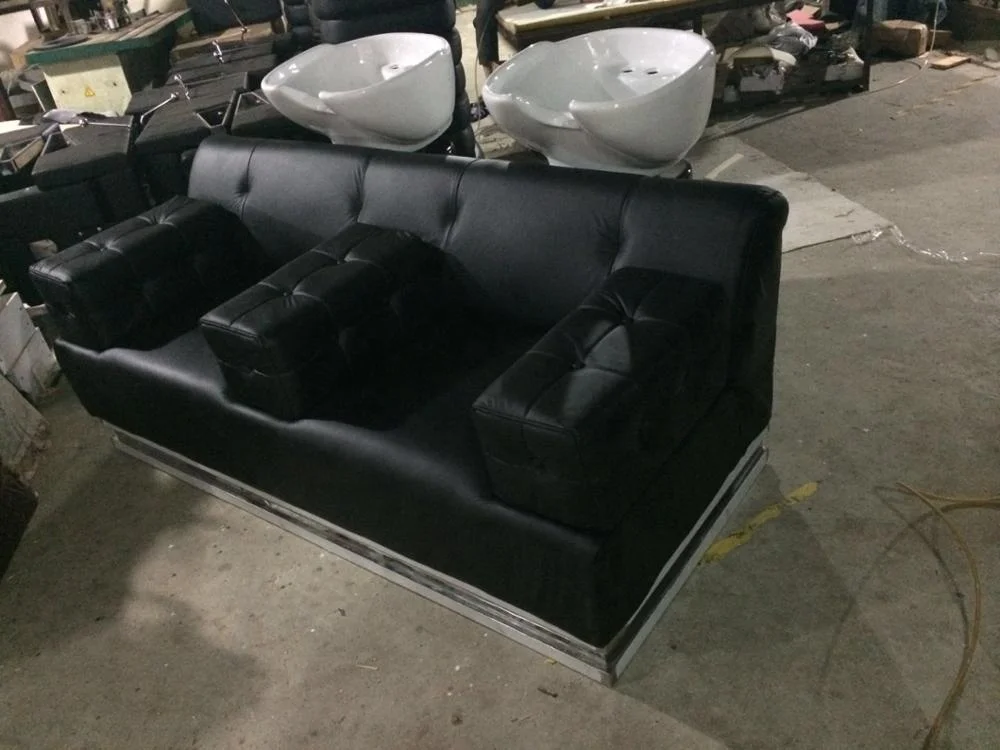 white beauty salon double seat hair washing chair shampoo bed for salon