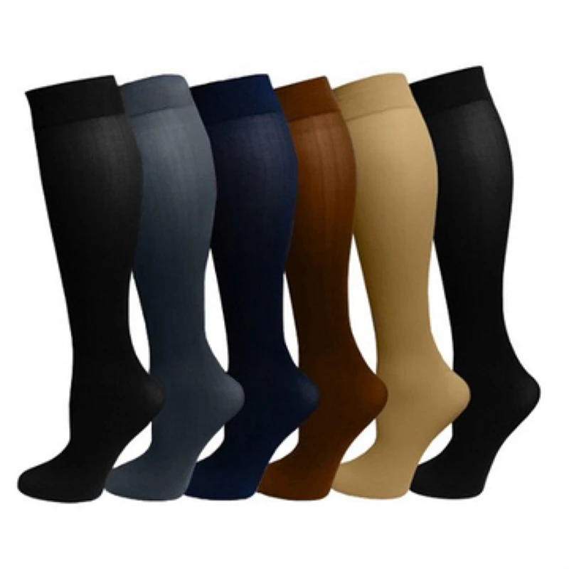 
Fashion plain color woman knee high compression multi-color sequential socks pressure socks 