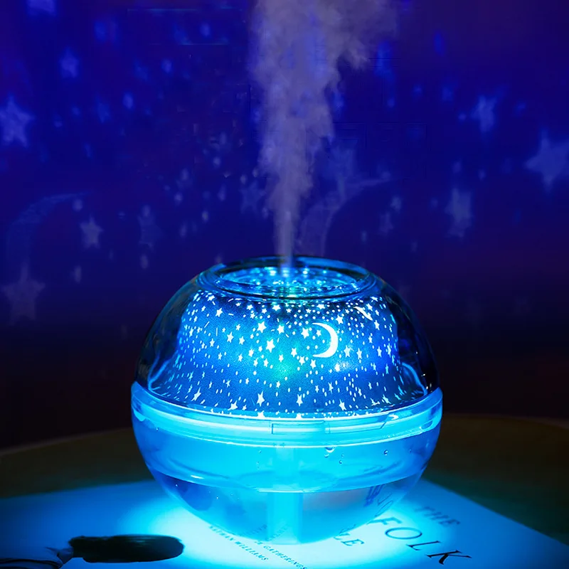 Large Capacity Creative Home Humidifier Star Projection night light colorful Glass Battery Powered Air Purification Room