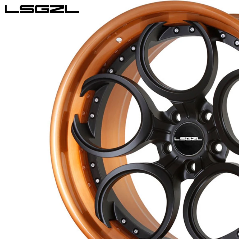 LSGZL custom forged 2 piece car rims alloy wheel Pcd 6X139.7 5x120 5x130 16 19 20 24 26 28 inch rims passenger car wheels