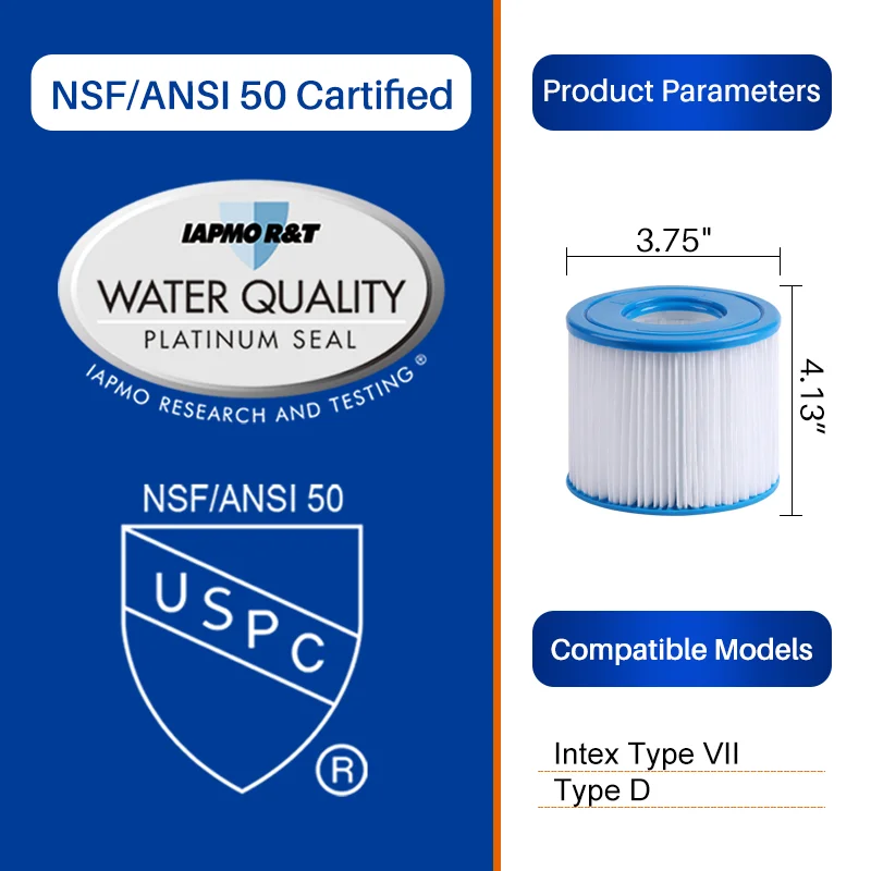 Картридж для фильтра для спа-воды, картридж для фильтра для бассейна и спа с летними видами фильтра, тип D