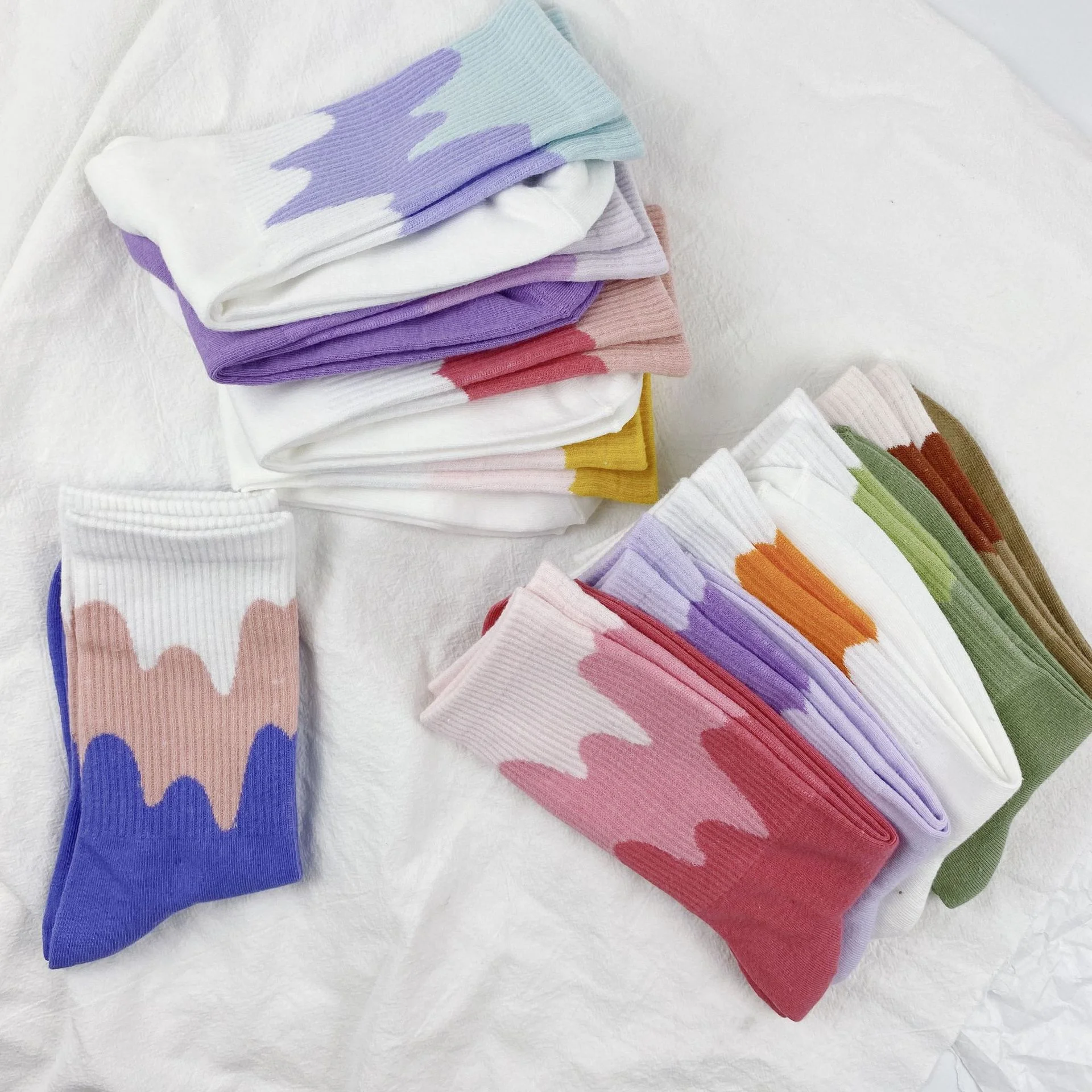 Hf comfortable flowed knitting cotton long socks stocking for men women