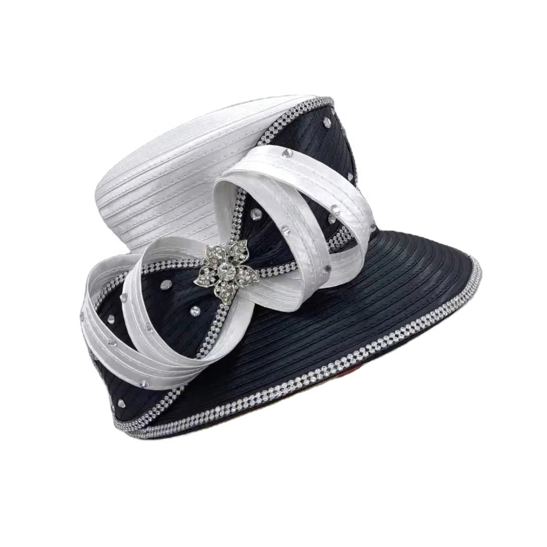 The  Video High Productivity  Fashionable  Wide Brim Formal Party  lady church new elegant women  hat