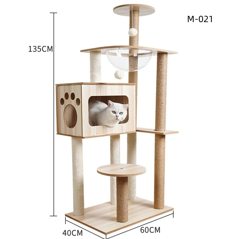 Hot Sale Cat Sisal Climbing Scratcher  Wood Condo Furniture Scratching Post Cat Tree Tower Pet Accessories