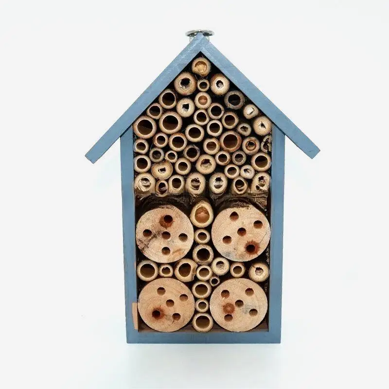 Painted insect nest Solid wood outdoor garden Bee nest Benefit insect observation Log cabin Bird house Decorated bee nest garden