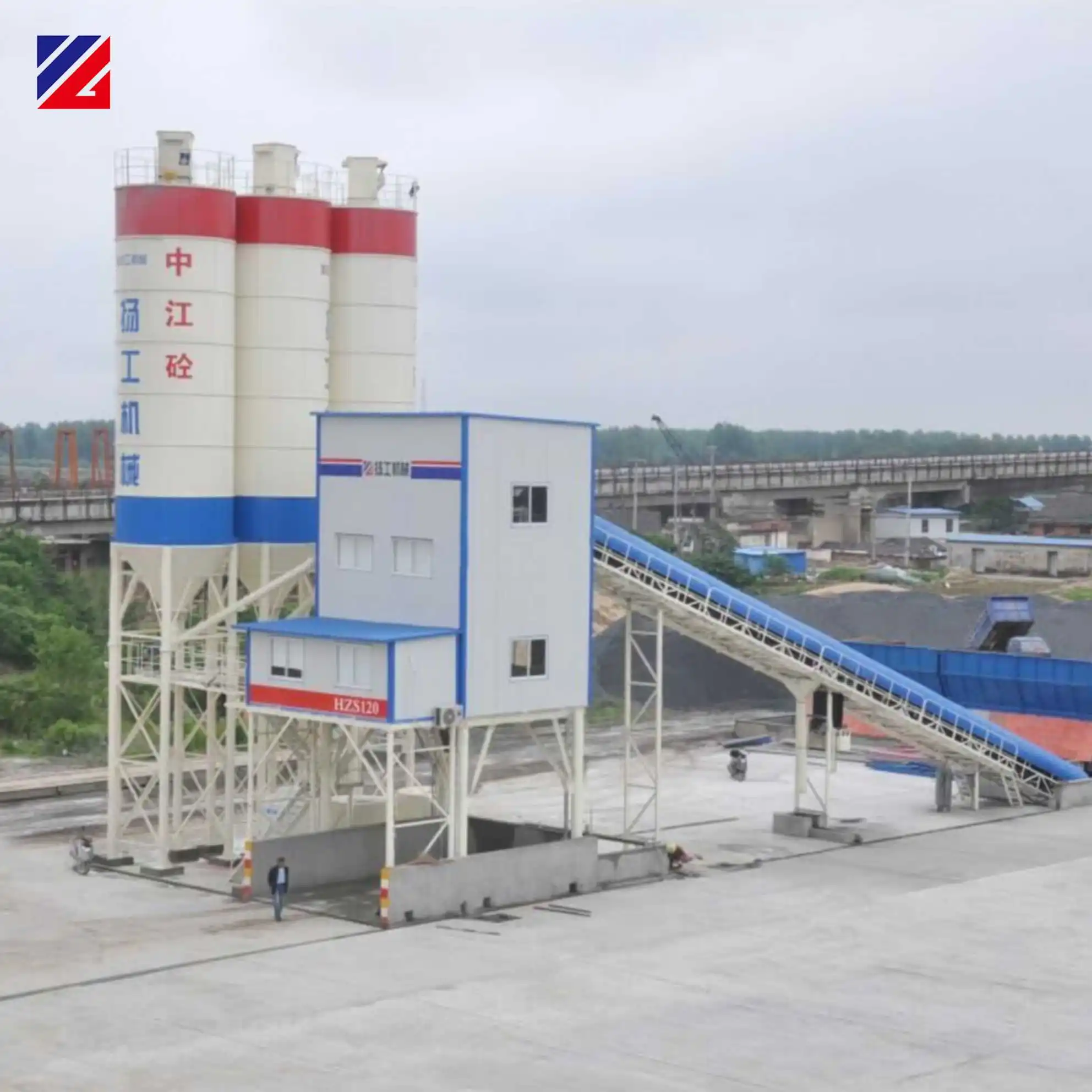 Solidbase Electric Ready-Mixed Concrete Batching Plant for Construction Industries Including Cement Silo Equipment for Sale