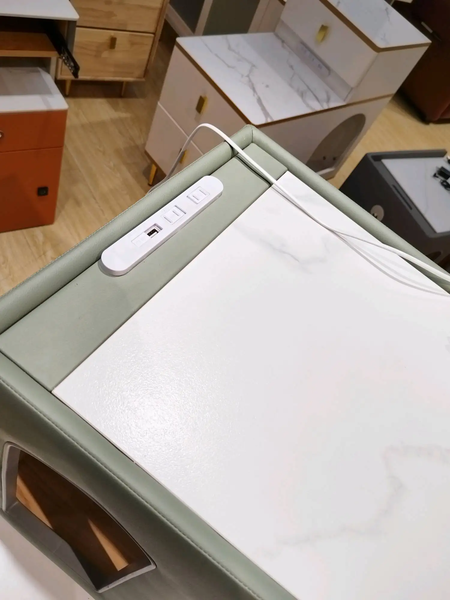 Leather wrap Simple modern drawer locker Coffee table Living room furniture Cabinet next to the sofa